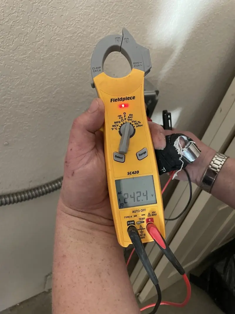 Voltage testing with clamp meter during Circuit Breaker Repair in Castle Shannon